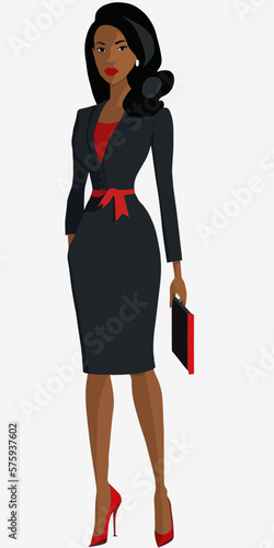 businesswoman vector sketch. Fashion drawing of a woman in a business suit.