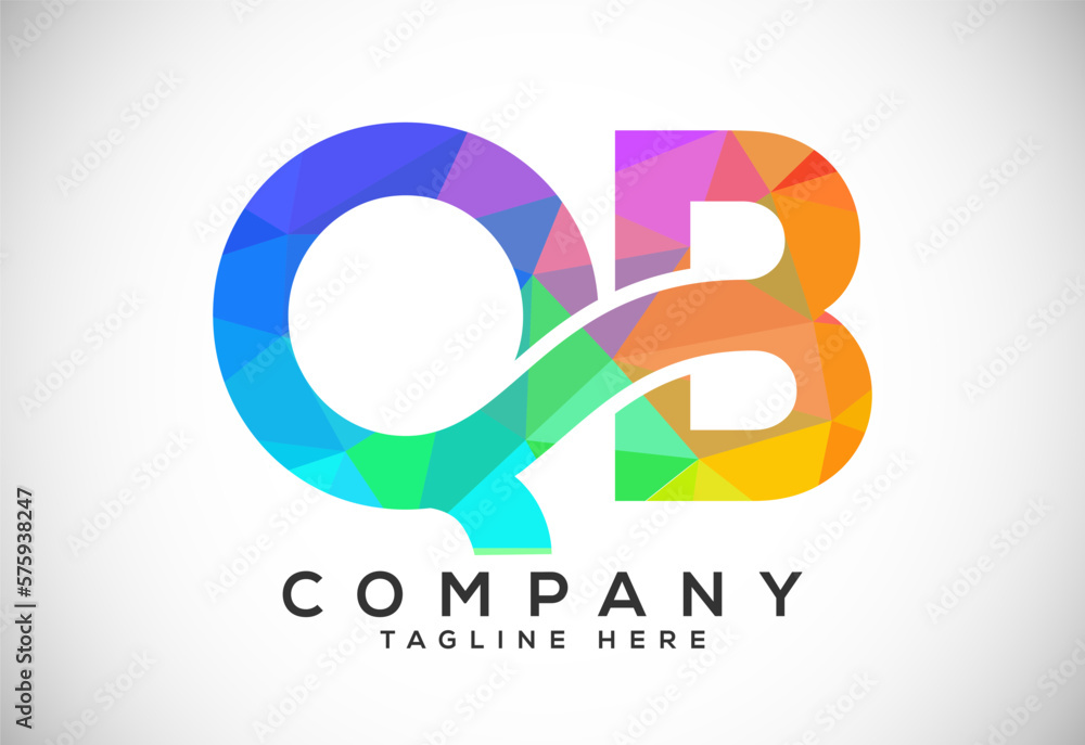 Polygonal low poly letter Q B Logo Design Vector Template. QB Letter Logo Design Polygonal low poly letter Q B Logo Design Vector Template. QB Letter Logo Design