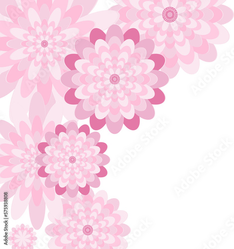 Spring congratulatory floral background. Festive paper flowers on a square light frame. Grunge bright pink background. March 8, Mother's Day, birthday, marriage, etc.