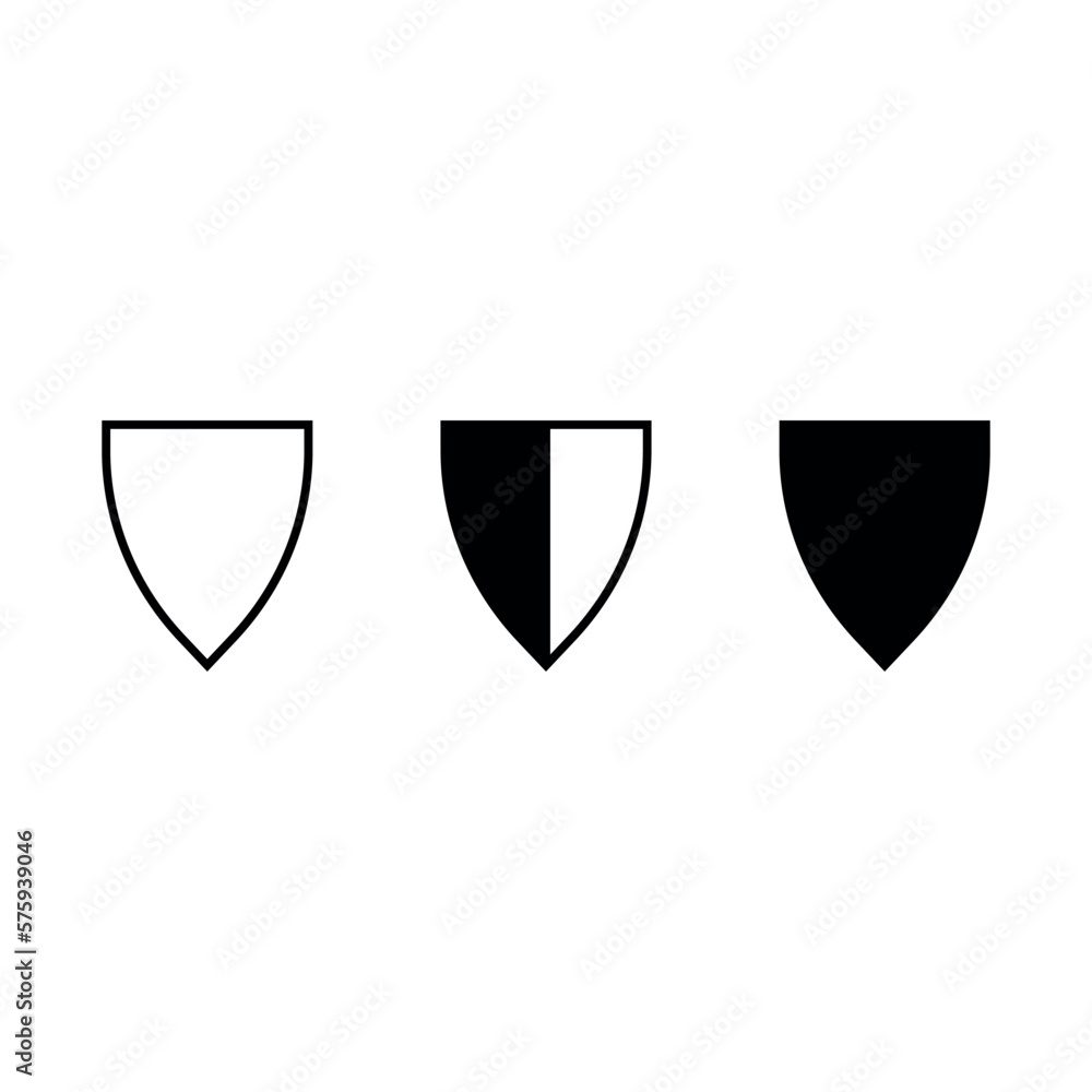 Shield black vector icon set Shield black vector icon set