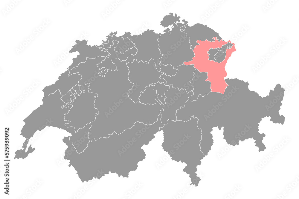 Obraz premium St. Gallen map, Cantons of Switzerland. Vector illustration.