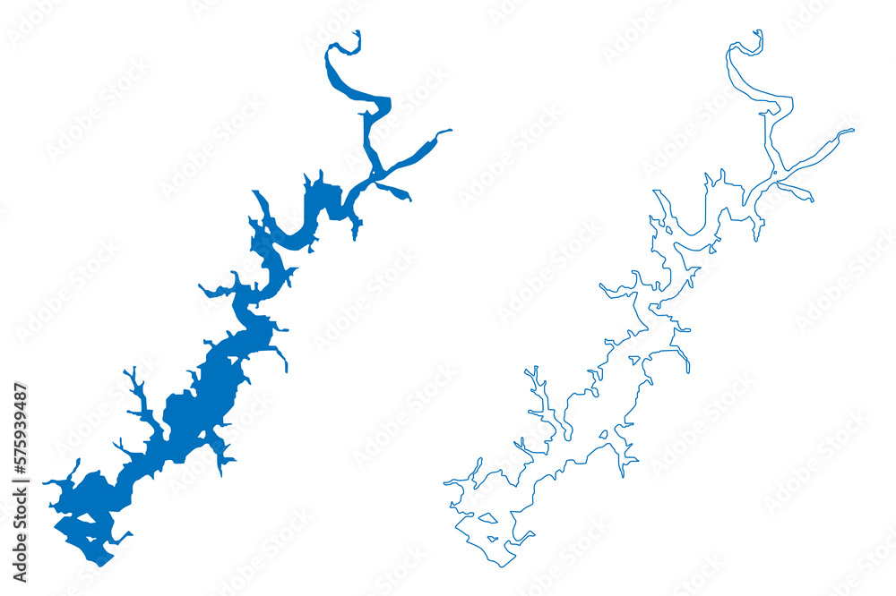Lake Tenkiller Ferry Reservoir (United States of America, North America, us, usa, Oklahoma) map vector illustration, scribble sketch Tenkiller Ferry Dam map Lake Tenkiller Ferry Reservoir (United States of America, North America, us, usa, Oklahoma) map vector illustration, scribble sketch Tenkiller Ferry Dam map