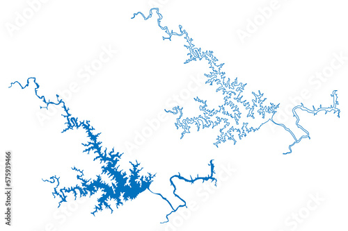 Lake Smith Mountain and Leesville Reservoir (United States of America, North America, us, usa, Virginia) map vector illustration, scribble sketch Soldier Creek Dam map