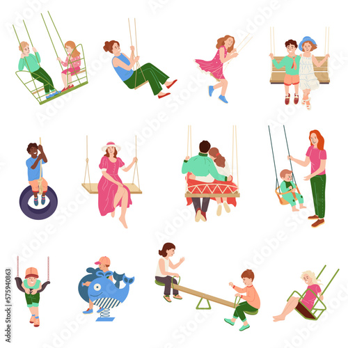 Characters On Swings Set