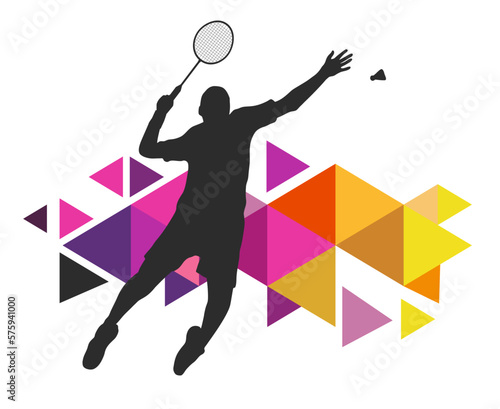 Badminton design sport graphic with badminton player in action and design elements in vector quality.