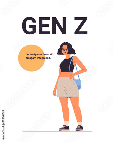 young girl in casual trendy clothes generation Z lifestyle concept new modern demography trend with progressive youth gen