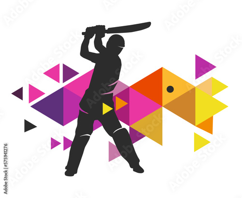 Cricket sport graphic with abstract background.
