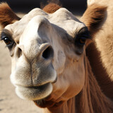 Close portrait of a camel. Generative AI.