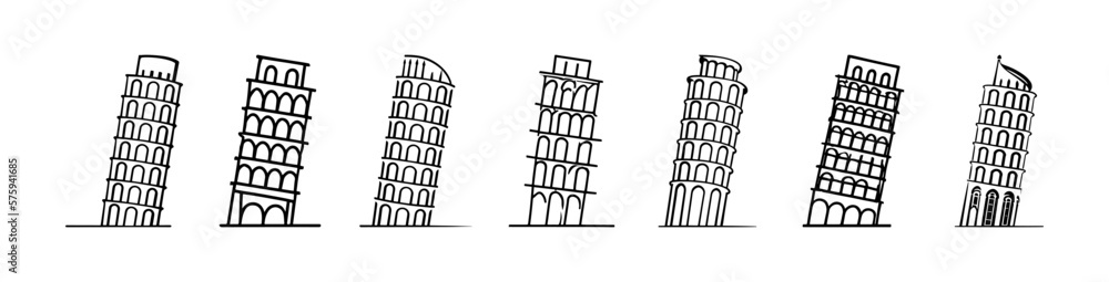 Tower vector illustration set. Line art icon. Logo template vector illustration design. eps 10