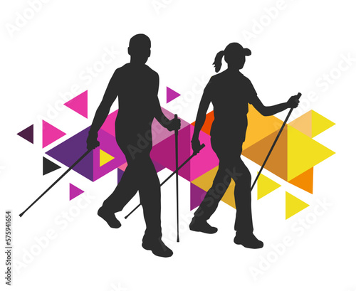Nordic walking sport graphic for use as a template for flyer or for use in web design.