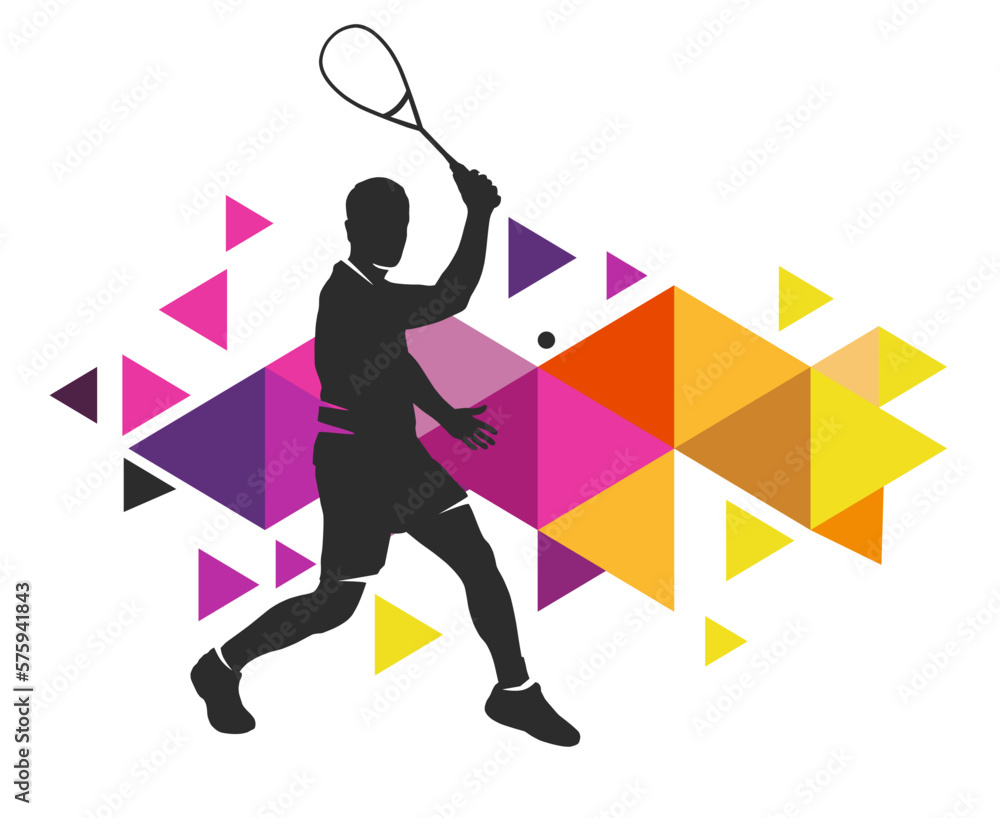 Creative squash sport background illustration for use as a template for flyer or for use in web