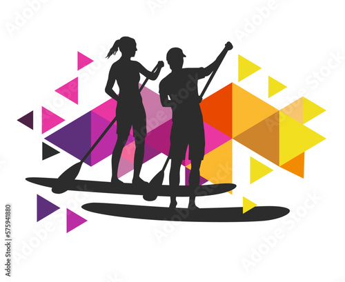 Paddleboard graphic for use as a template for flyer or for use in web design.