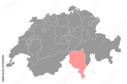 Ticino map, Cantons of Switzerland. Vector illustration.