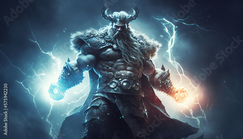 Thor  god of thunder  lightning  and battle - German Mythologies - Generative AI