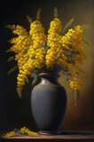 A large, tall vase full of yellow flowers. Generative AI.
