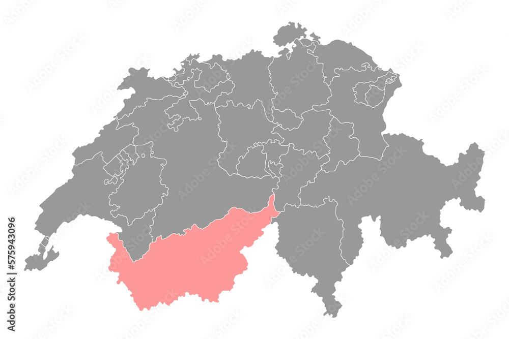 Valais map, Cantons of Switzerland. Vector illustration.