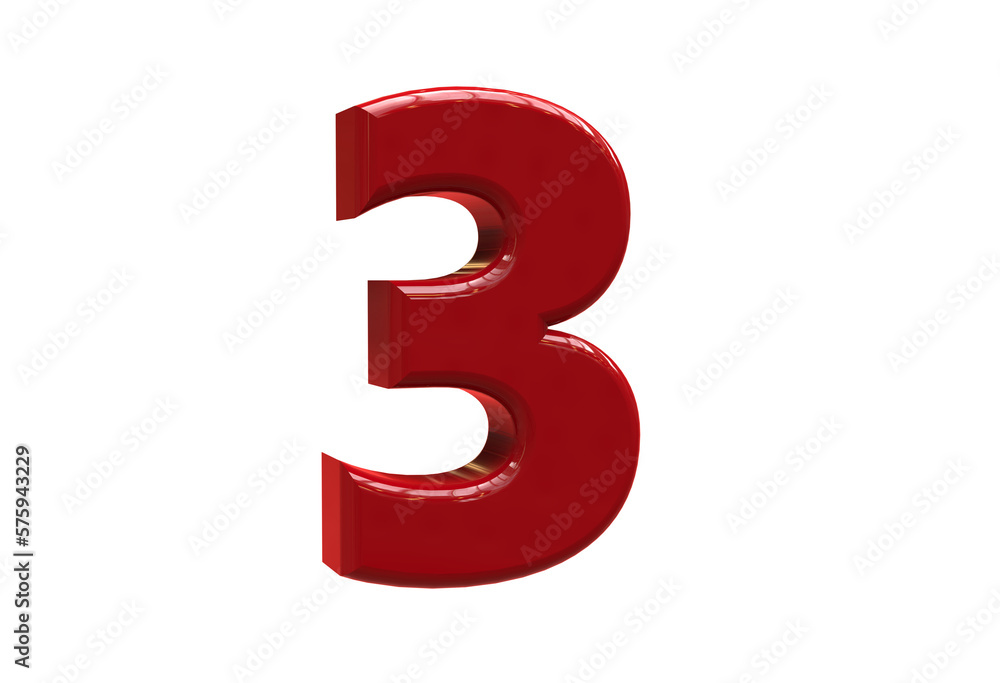 3d red number 3 3d red number 3