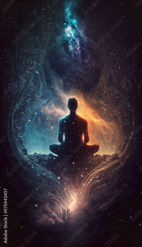 Meditation in space, Generative AI