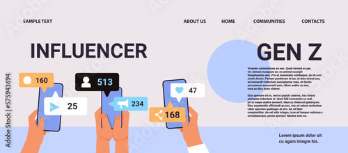 social media influencers using smartphones generation Z lifestyle concept new demography trend with progressive youth gen