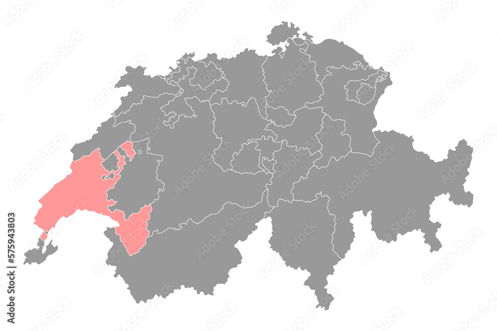 Vaud map, Cantons of Switzerland. Vector illustration.