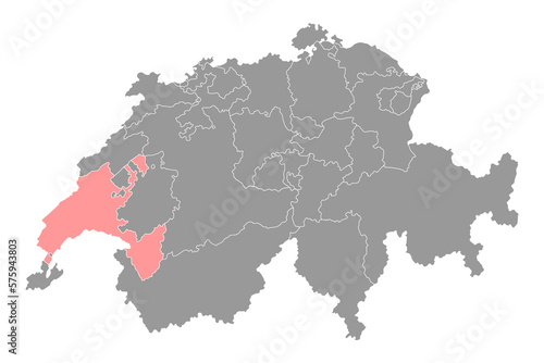 Vaud map  Cantons of Switzerland. Vector illustration.