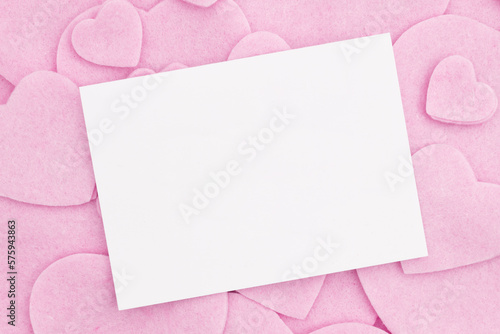 Blank greeting card with lots of pink hearts © Karen Roach