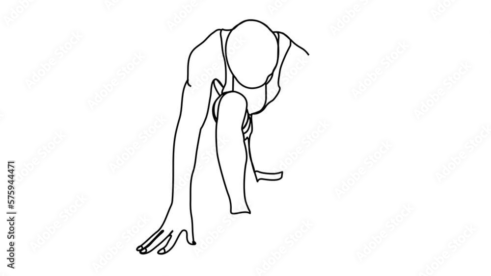 continuous line athletes run in the starting position before running. continuous line athletes run in the starting position before running.