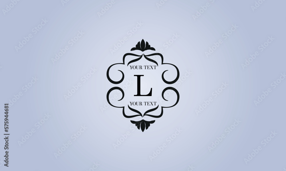 Refined logo with the letter L in the center (sign, symbol, emblem, ornament). Modern vector monogram with space for text. Refined logo with the letter L in the center (sign, symbol, emblem, ornament). Modern vector monogram with space for text.