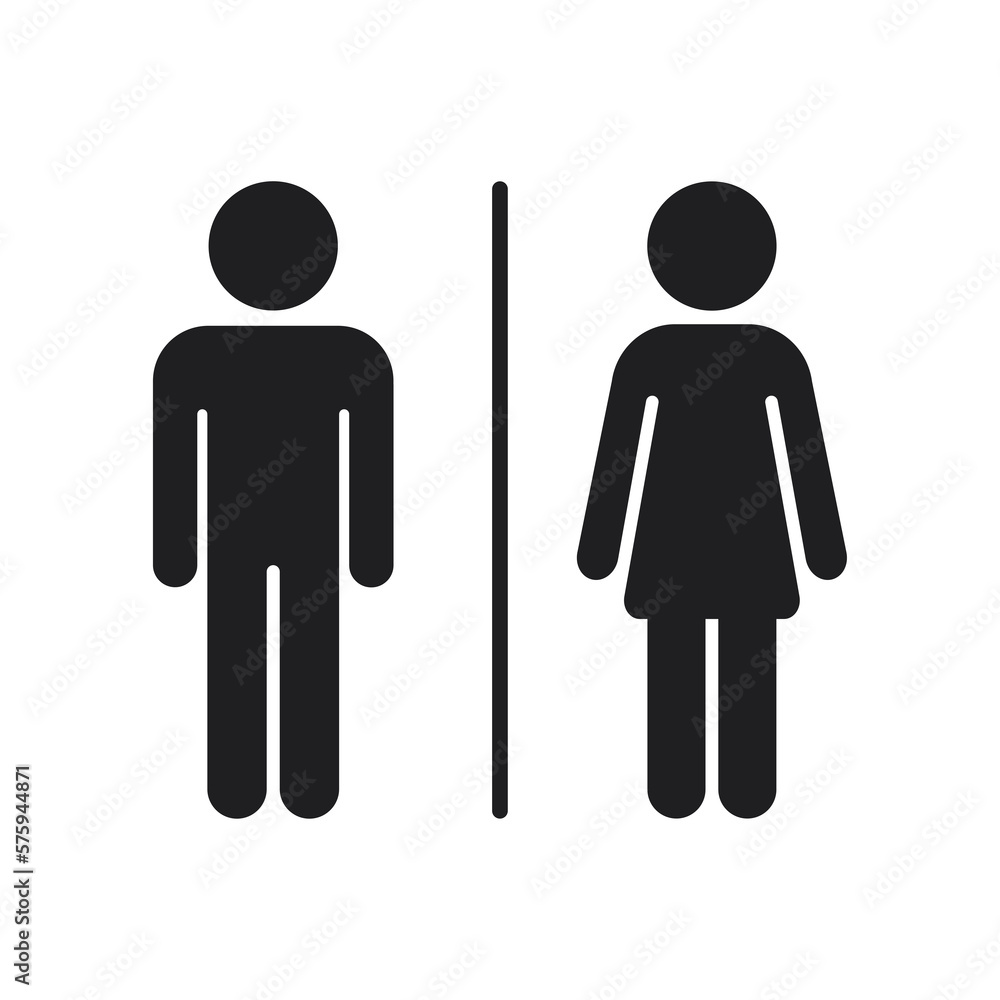 Male and female restroom icon, restroom symbol on white background. Male and female restroom icon, restroom symbol on white background.