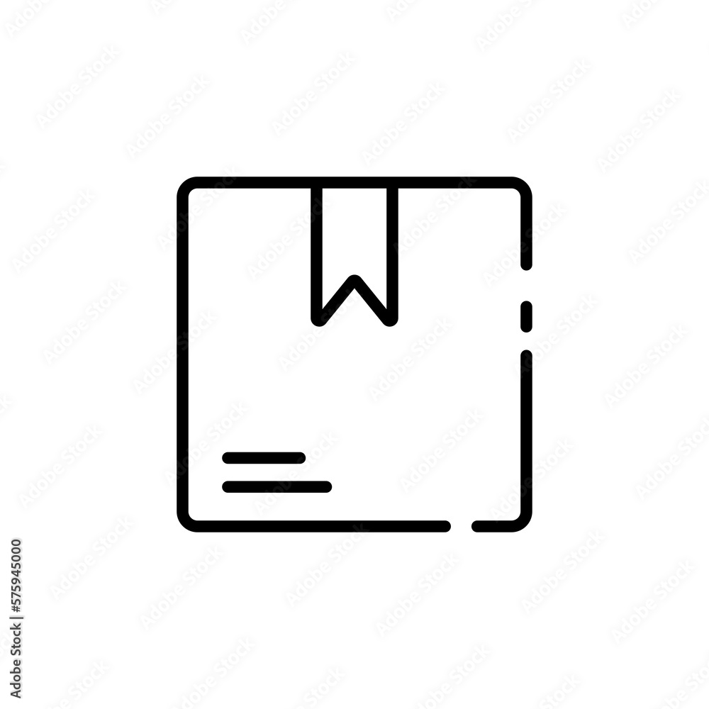 Outline box icon with ribbon, postal or gift delivery concept. Outline box icon with ribbon, postal or gift delivery concept.