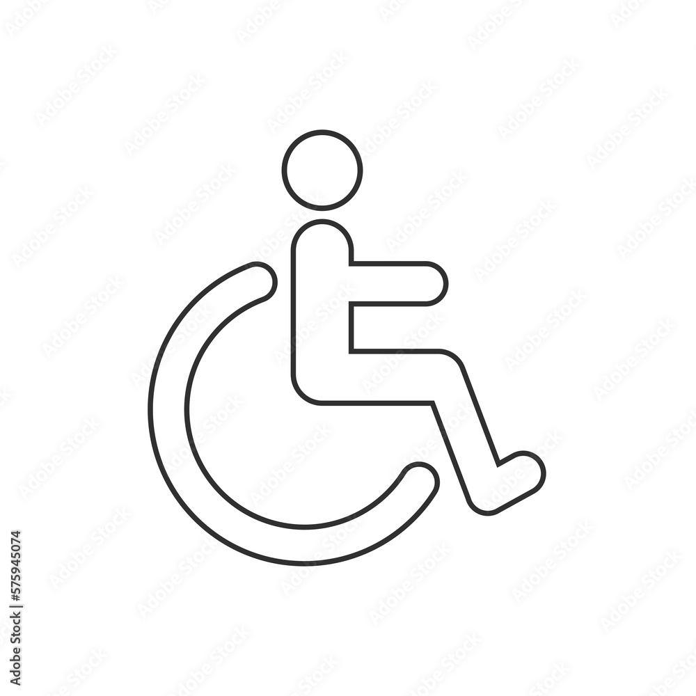 Silhouette of a man in a wheelchair, vector symbol outline design, flat icon. Silhouette of a man in a wheelchair, vector symbol outline design, flat icon.