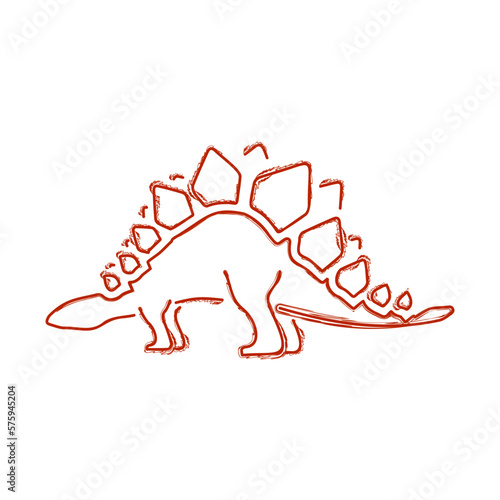 stegosaur brush on white background, vector illustration.