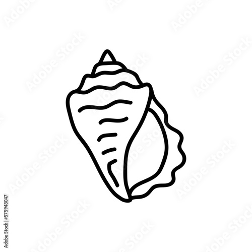 Illustration with seashell nautilus. Object for logo, card, flyer. Minimalist sign for logo, emblem, banner. Hand drawn illustration with ammonite fossil in modern style