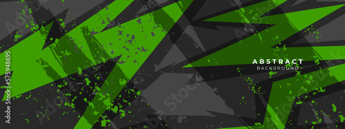 Abstract sports style banner in green and grey colors. vector banner design
