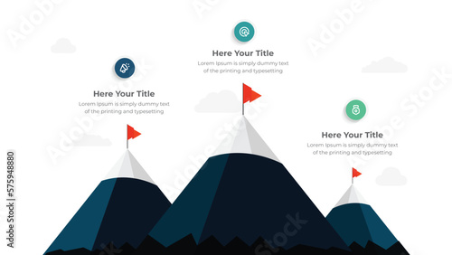 3 Steps to success infographics, leadership or motivation concept, vector illustration photo