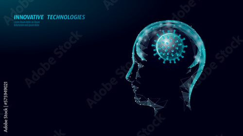 3D human mind mental health. Mood support drug therapy medical care. Psychologist coach session solution medicine science banner vector illustration