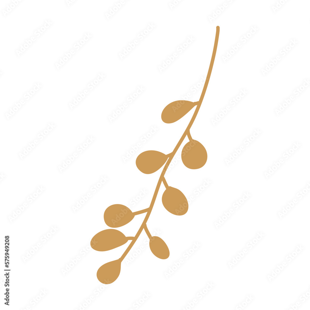 Hand drawn floral plant element, botanical leaves art in a glyph illustration design Hand drawn floral plant element, botanical leaves art in a glyph illustration design