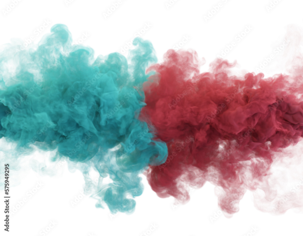 Aquamarine red smoke. 3d render.