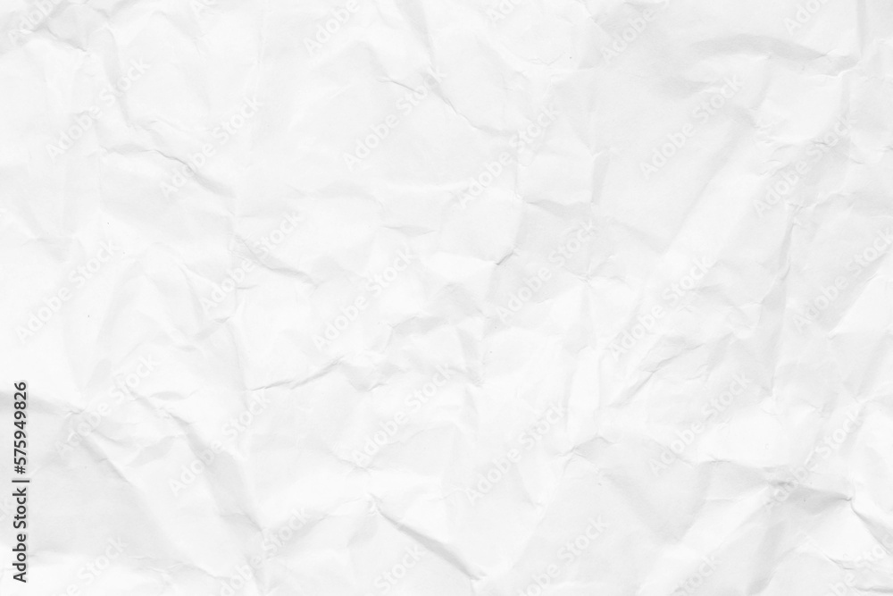 Grunge wrinkled white color paper textured background with copy space