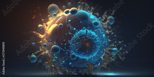 The Art of Phagocytosis: An abstract Cellular Defense Mechanism illustrated. Generative AI.  photo