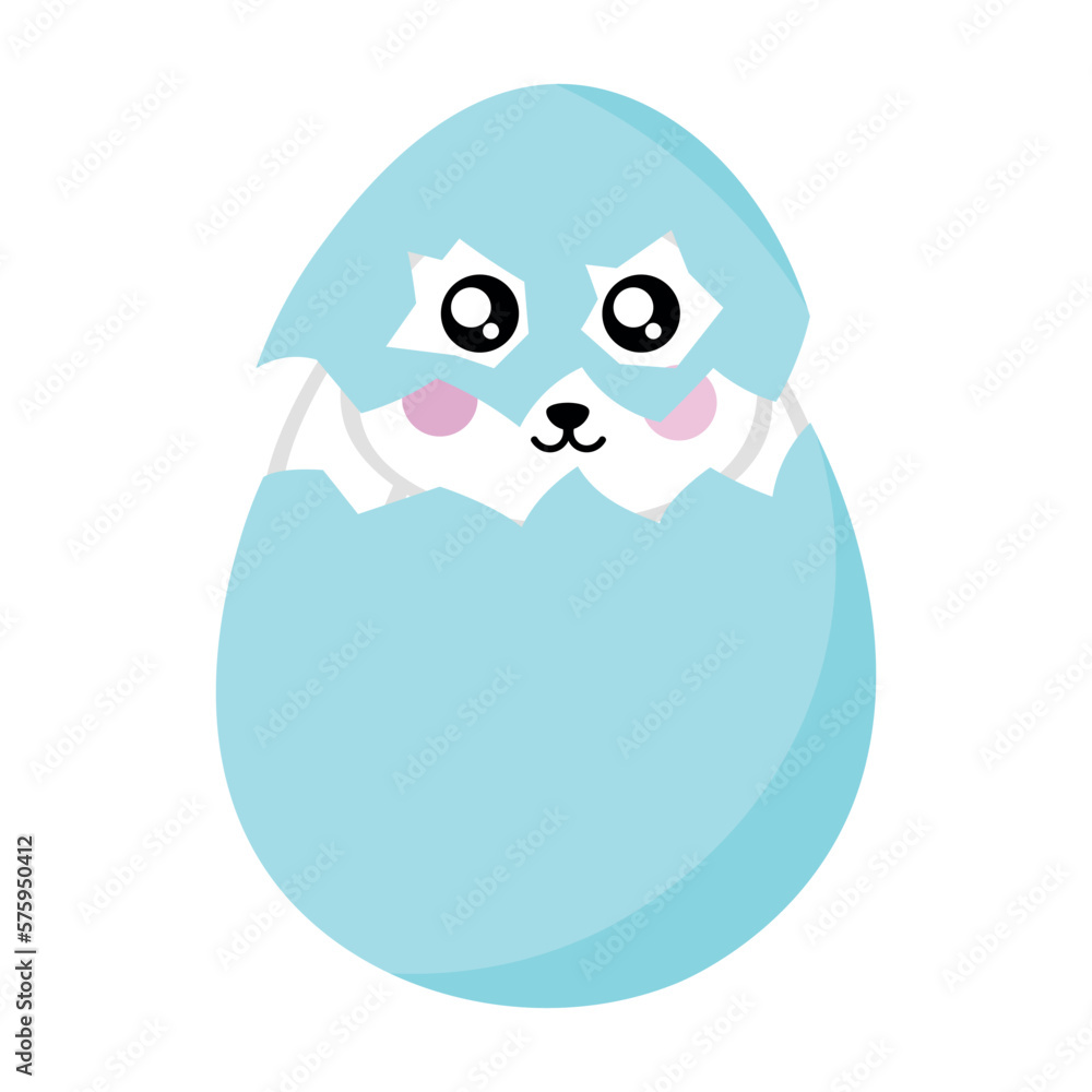 Fototapeta premium Rabbit sitting in an eggshell wearing an eggshell mask