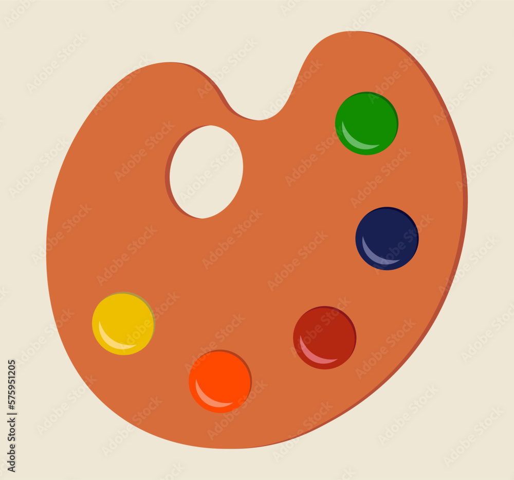Obraz premium Artistic Palette For Oil Drawing Concept For Artist Creation Vector Illustration In Flat Style