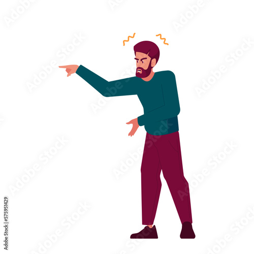 Angry Man Yelling Loudly Expressing Frustration And Anger. Aggressive Annoyed Male Character with Raised Voice