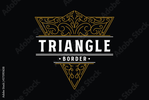 Vintage Retro Art Deco Ornament Border Frame Royal Triangle Badge Emblem Stamp Label Logo Design Vector