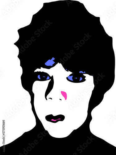 Bright and colorful graffiti stencil face. Little baby boy graffiti stencil face. Vector art.