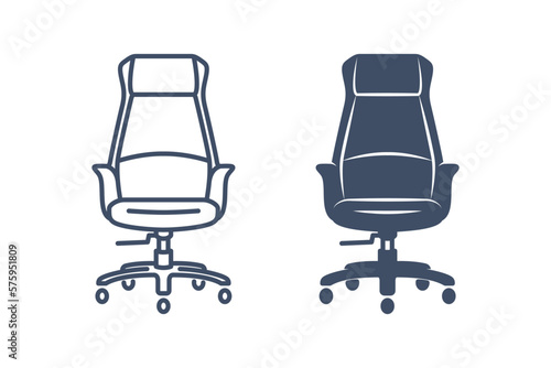 Office chair icon. Linear icon and glyphicon. Manager equipment. Armchair. Vector isolated illustrations