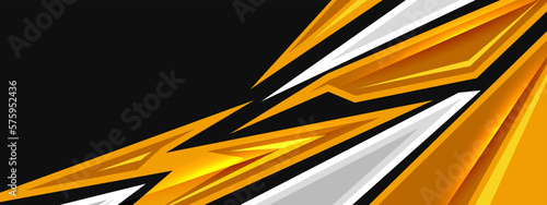 Sport car decal abstract geometric style. Wide Banner Orange White Design Background