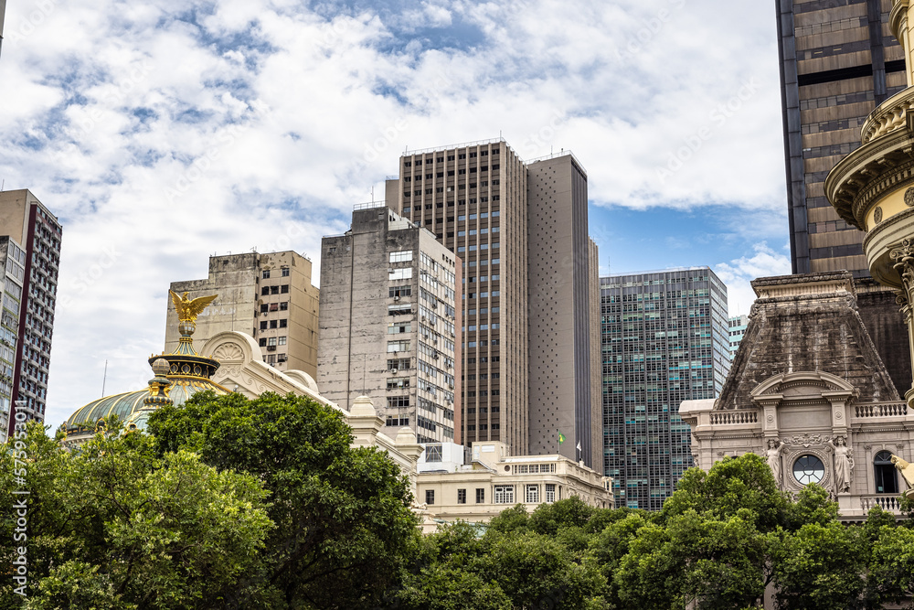 Downtown skyline cityscape with tall skyscrapers in the center of Rio de Janeiro, Brazil Downtown skyline cityscape with tall skyscrapers in the center of Rio de Janeiro, Brazil