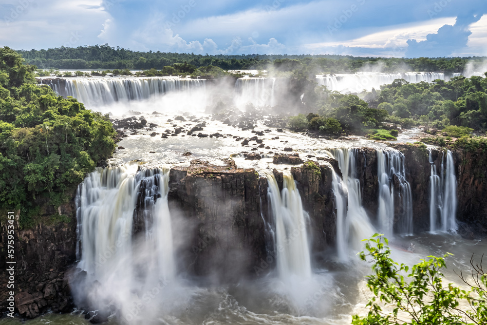 Iguazu Falls, the largest series of waterfalls of the world, located at the Brazilian and Argentinian border