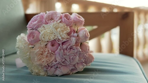 Wedding bouquet with pink and white roses